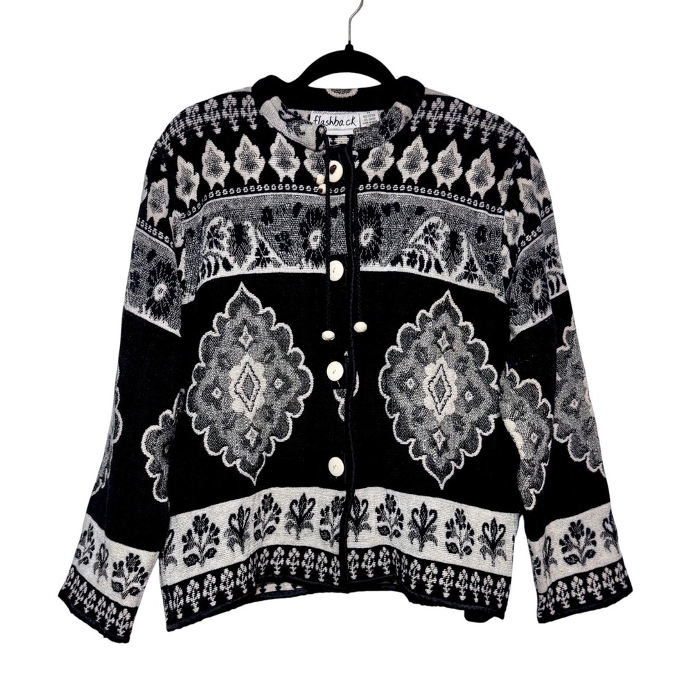 Vintage 90s Flashback Boho Tapestry Jacket Womens Size M Cottagecore Nordic Folk